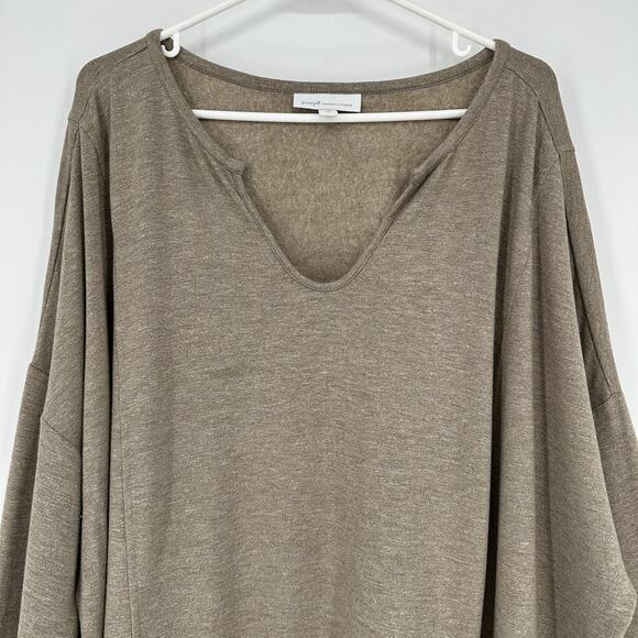 Pure Jill Tranquility Fleece Pullover Womens 4X Brown Oversized Soft Top Cozy - Picture 2 of 9